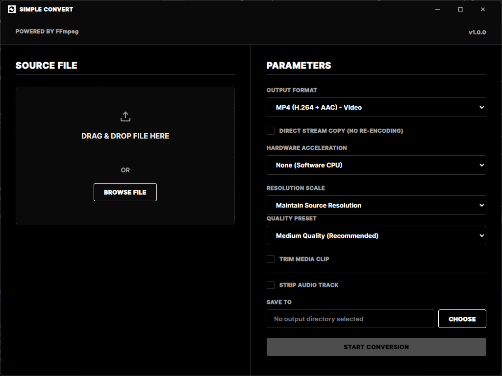 Simple Convert main interface